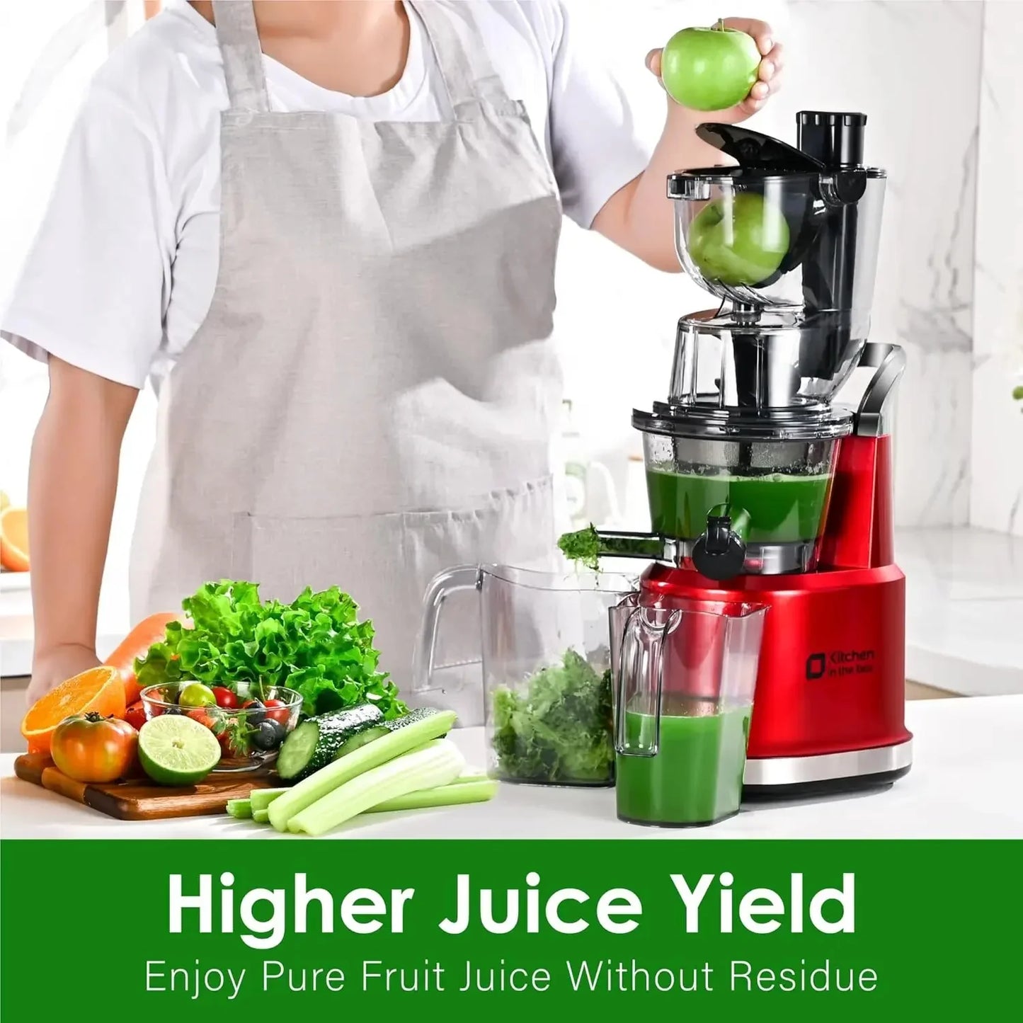 Cold Press Juicer Slow Masticating 3.27-Inch Wide Chute BPA-Free