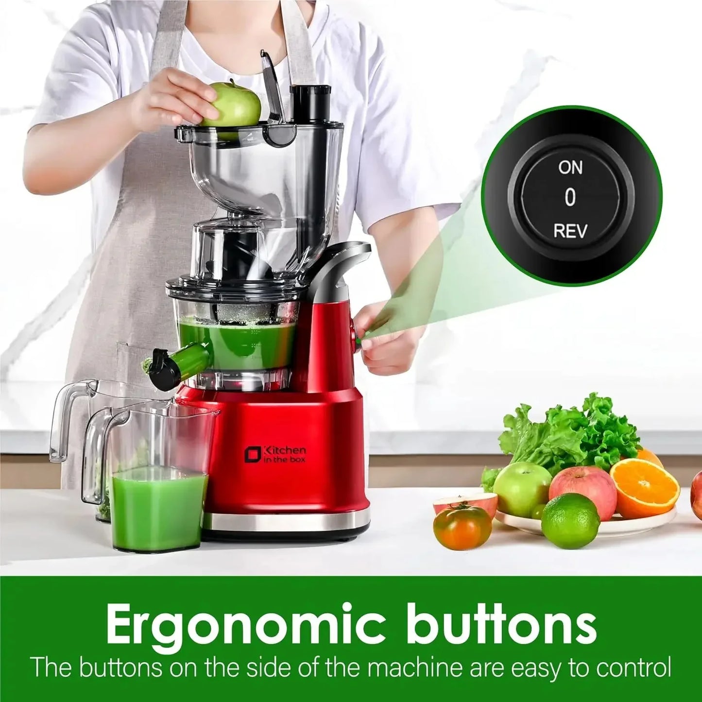 Cold Press Juicer Slow Masticating 3.27-Inch Wide Chute BPA-Free