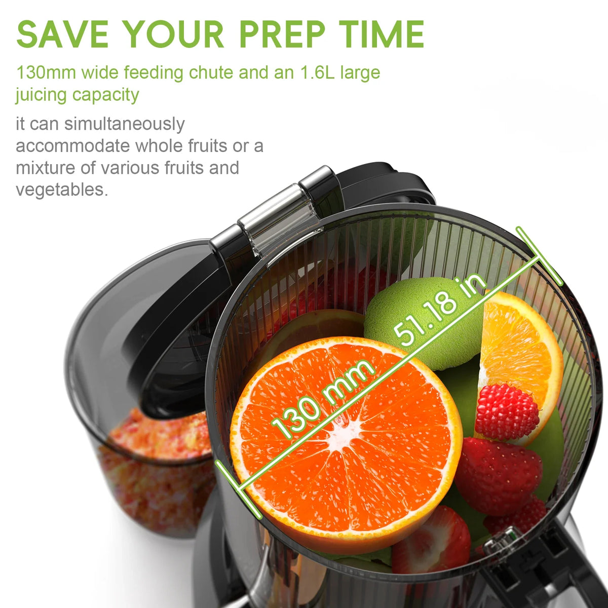 Cold-Press Juicer Slow Masticating 5.1 Inch Chute