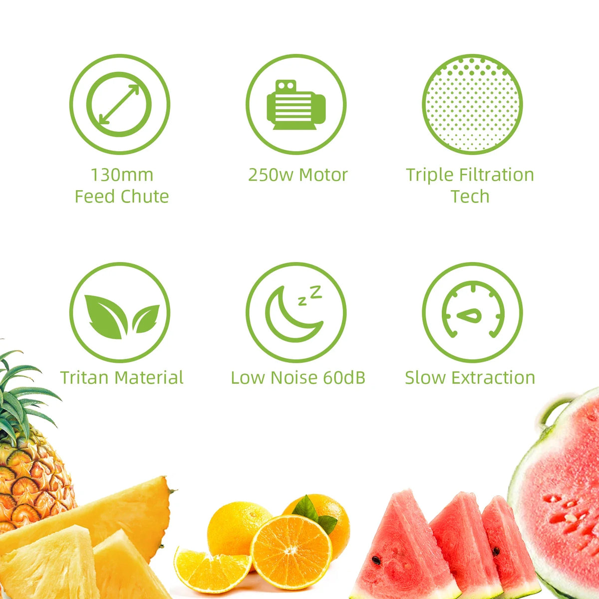 Cold-Press Juicer Slow Masticating 5.1 Inch Chute