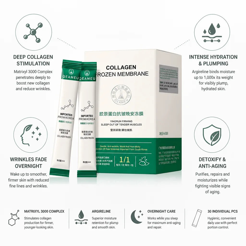 Collagen Face Mask Overnight Gel Matrixyl & Argireline 30 Pieces