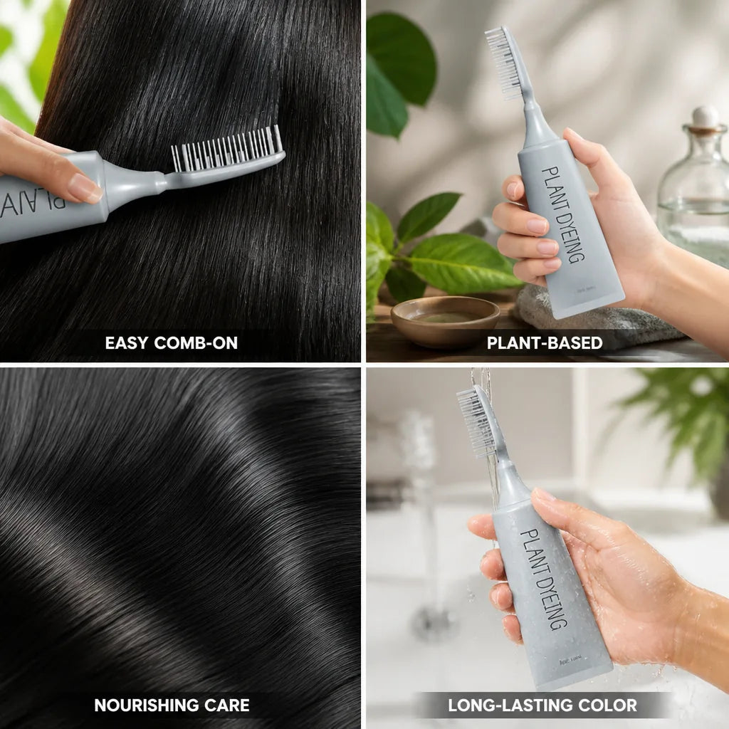 Comb-On Hair Dye Plant-Based Black