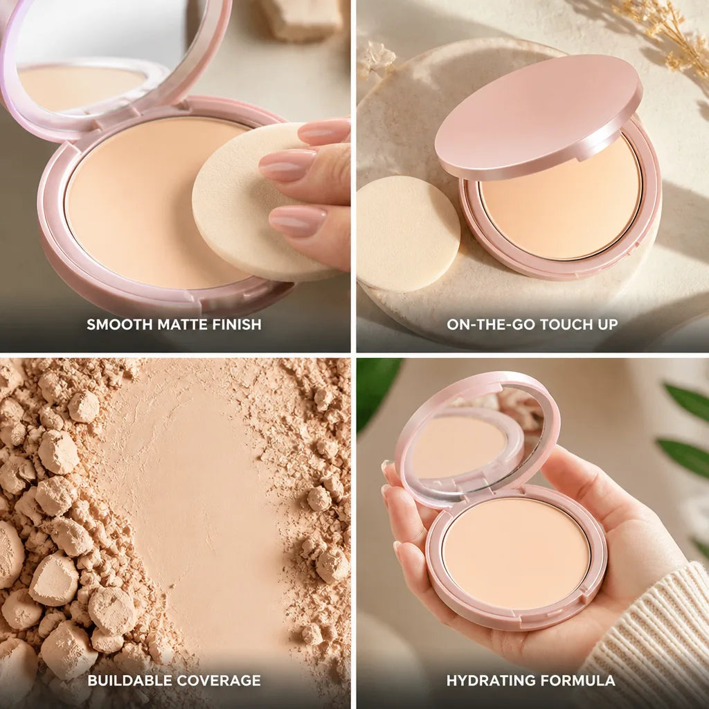 Compact Powder Foundation Velvet Matte Medium-Full Coverage Hyaluronic Acid