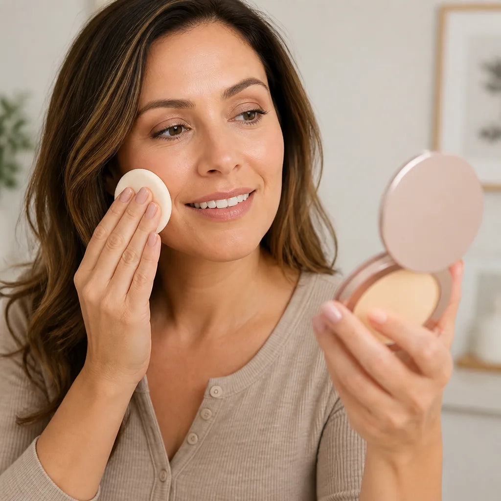 Compact Powder Hyaluronic Acid Buildable Coverage Mirror & Puff
