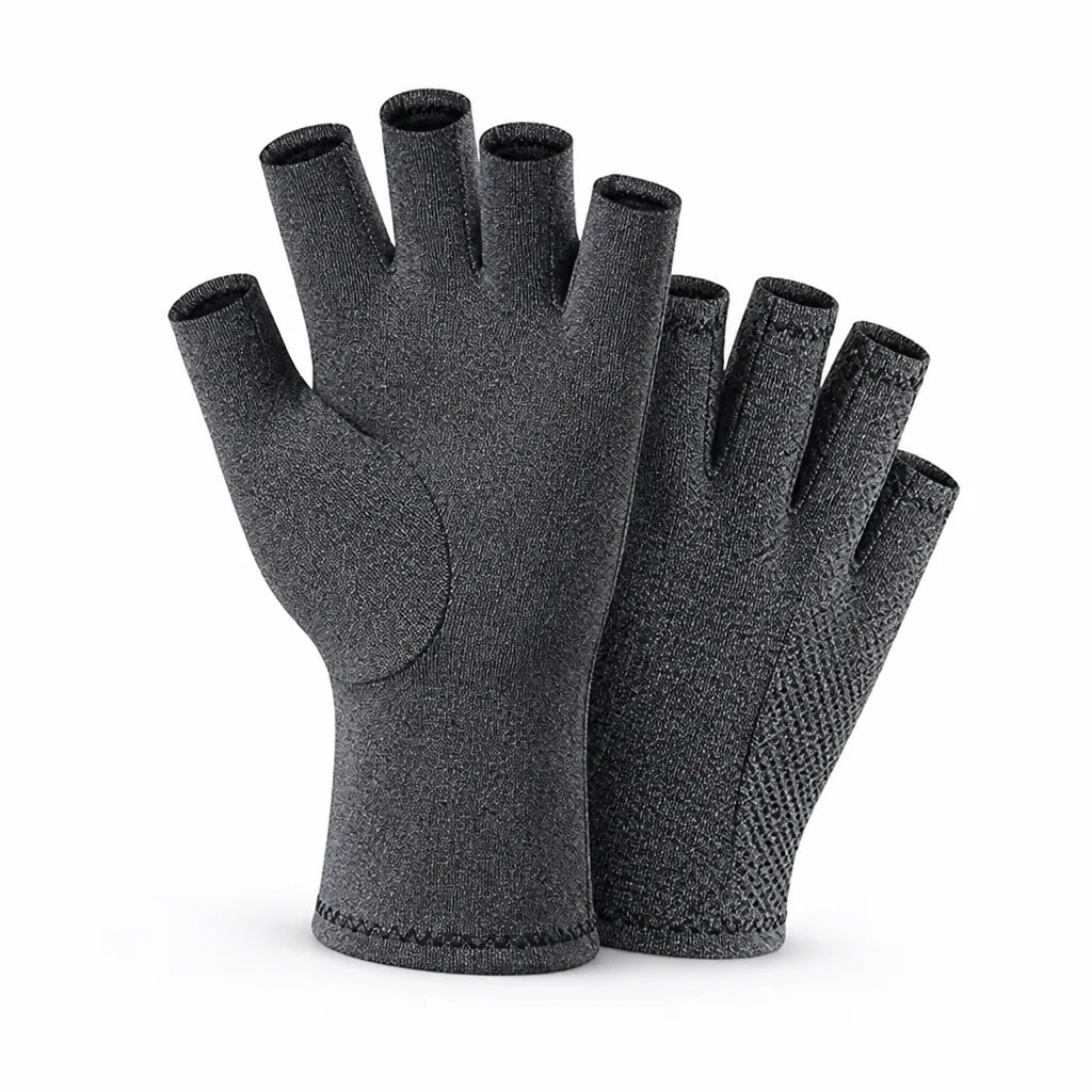 Compression Gloves Bamboo Fabric Open Fingertips 2-Pair Set
