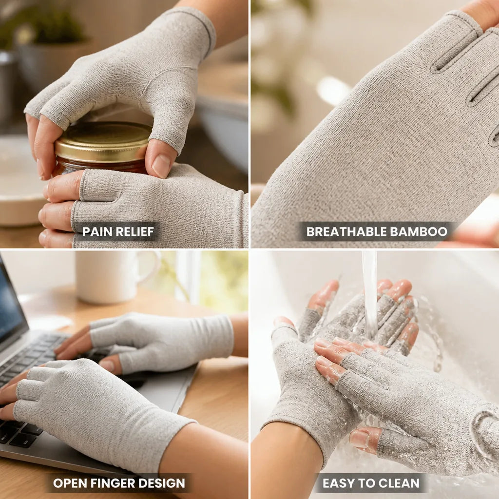 Compression Gloves Bamboo Open-Finger Pain Relief