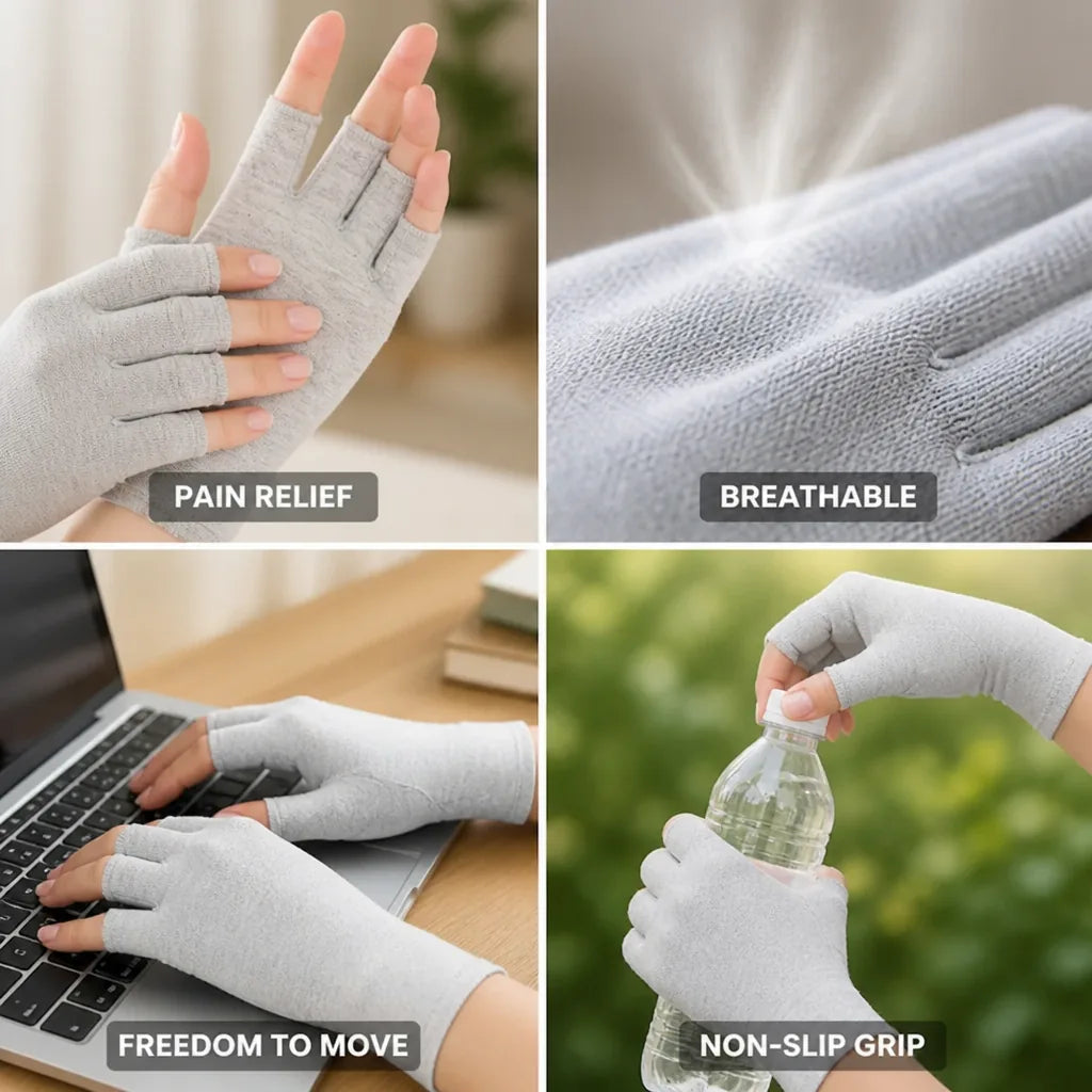 Compression Gloves Breathable Bamboo Open-Finger