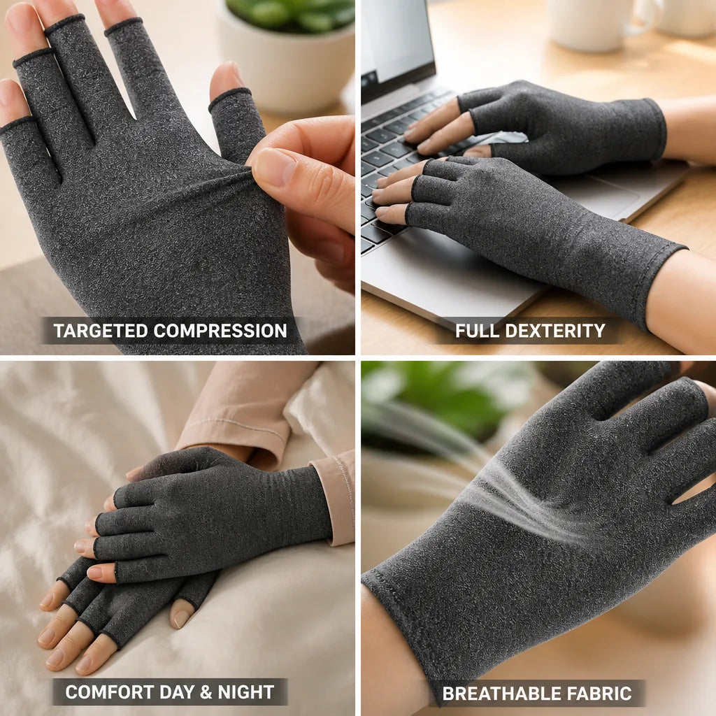 Compression Gloves Fingerless Targeted Wrist & Palm Support
