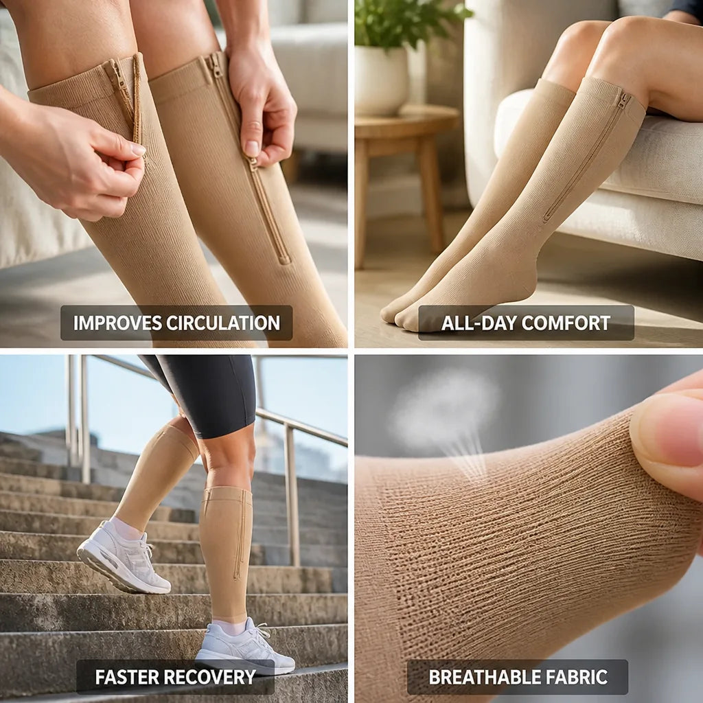 Compression Socks 20-30 mmHg 7-Zone Breathable Nylon