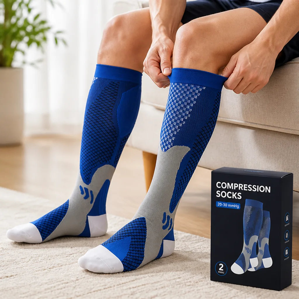 Compression Socks Breathable Graduated 20-30 mmHg Pack of 2