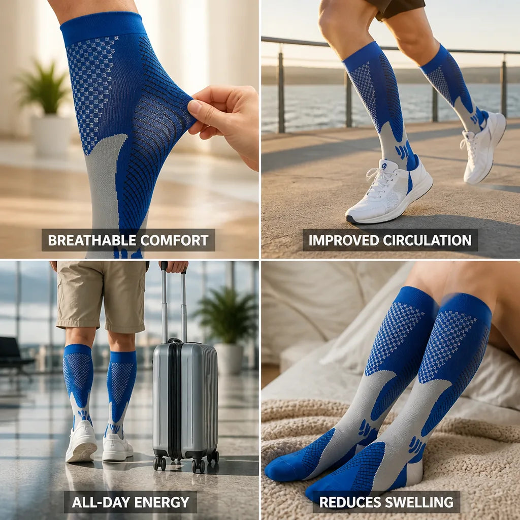 Compression Socks Breathable Graduated 20-30 mmHg Pack of 2