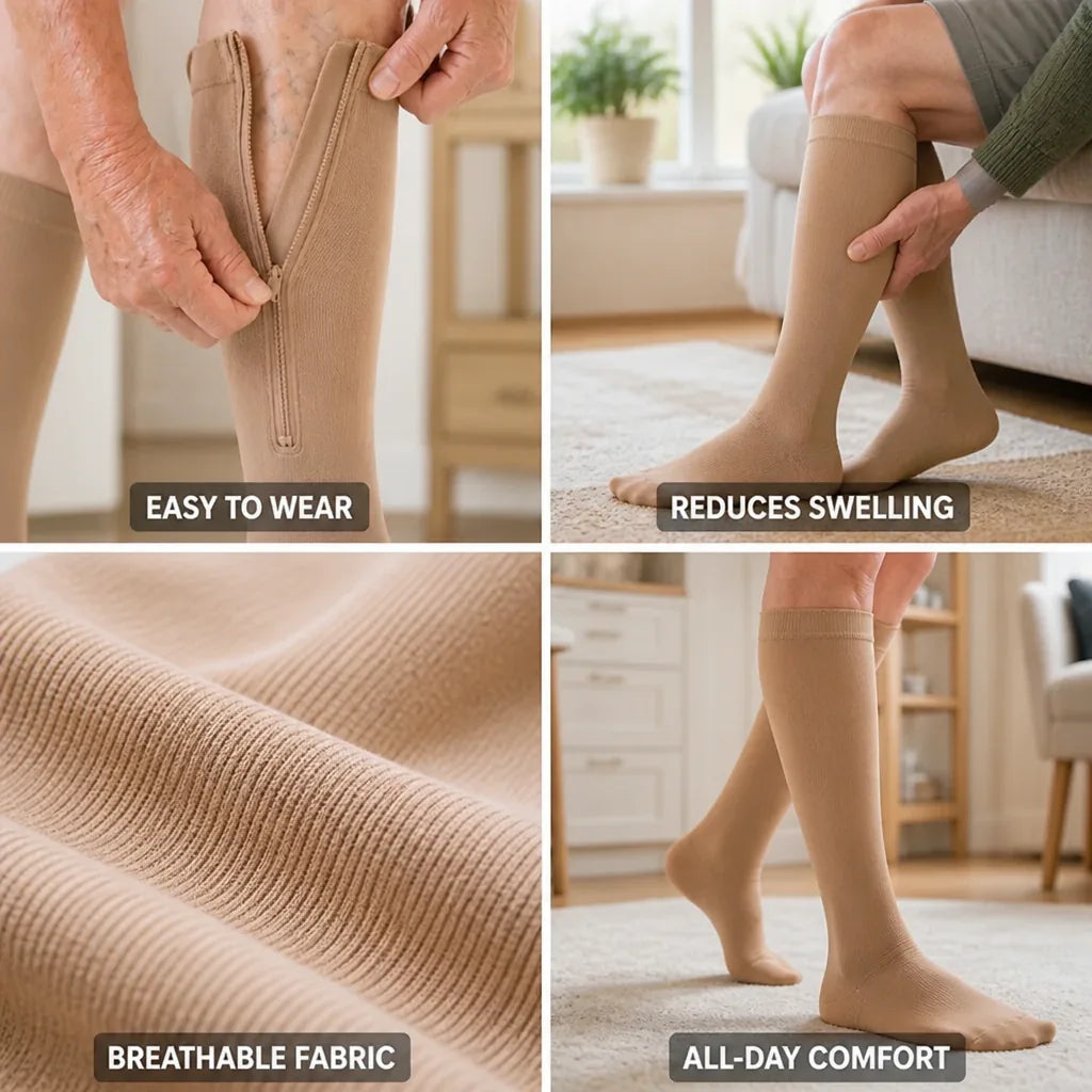 Compression Socks Graduated Compression Breathable Seamless Knit