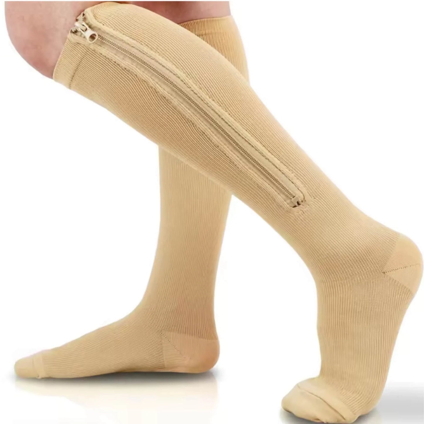 Compression Socks Knee-High Zipper Closure Graduated Support