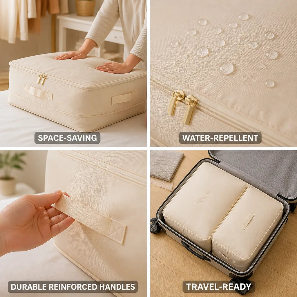 Compression Storage Bag No-Vacuum Water-Repellent Nylon Reinforced Handles