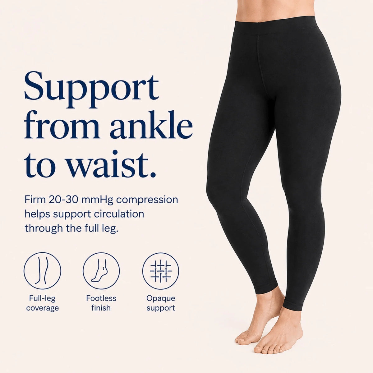 Compression Tights 20-30 mmHg Waist-High Footless