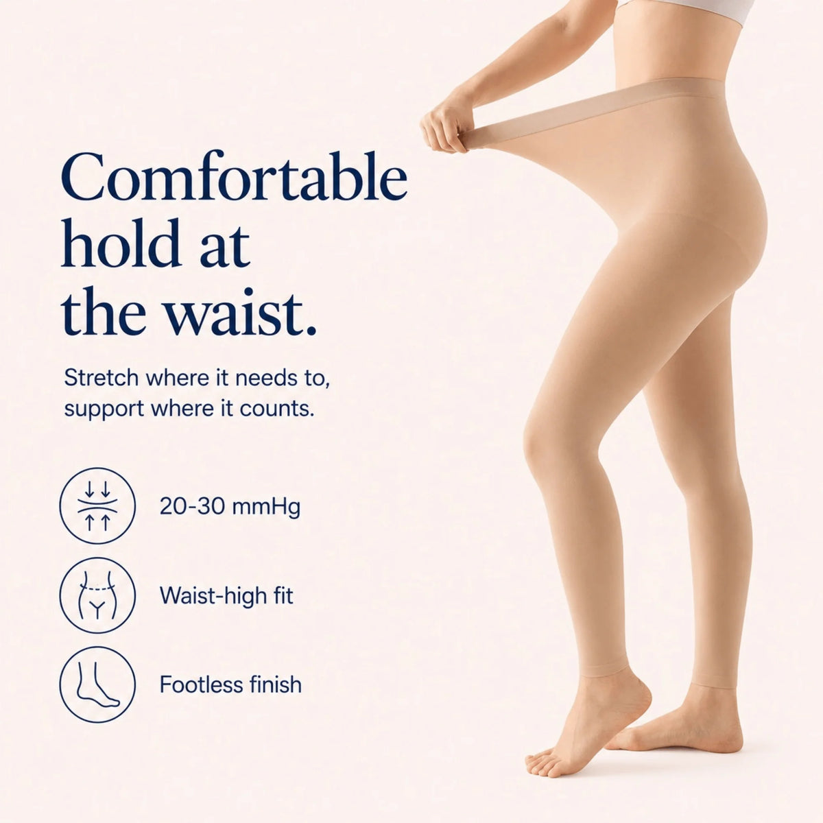 Compression Tights 20-30 mmHg Waist-High Footless