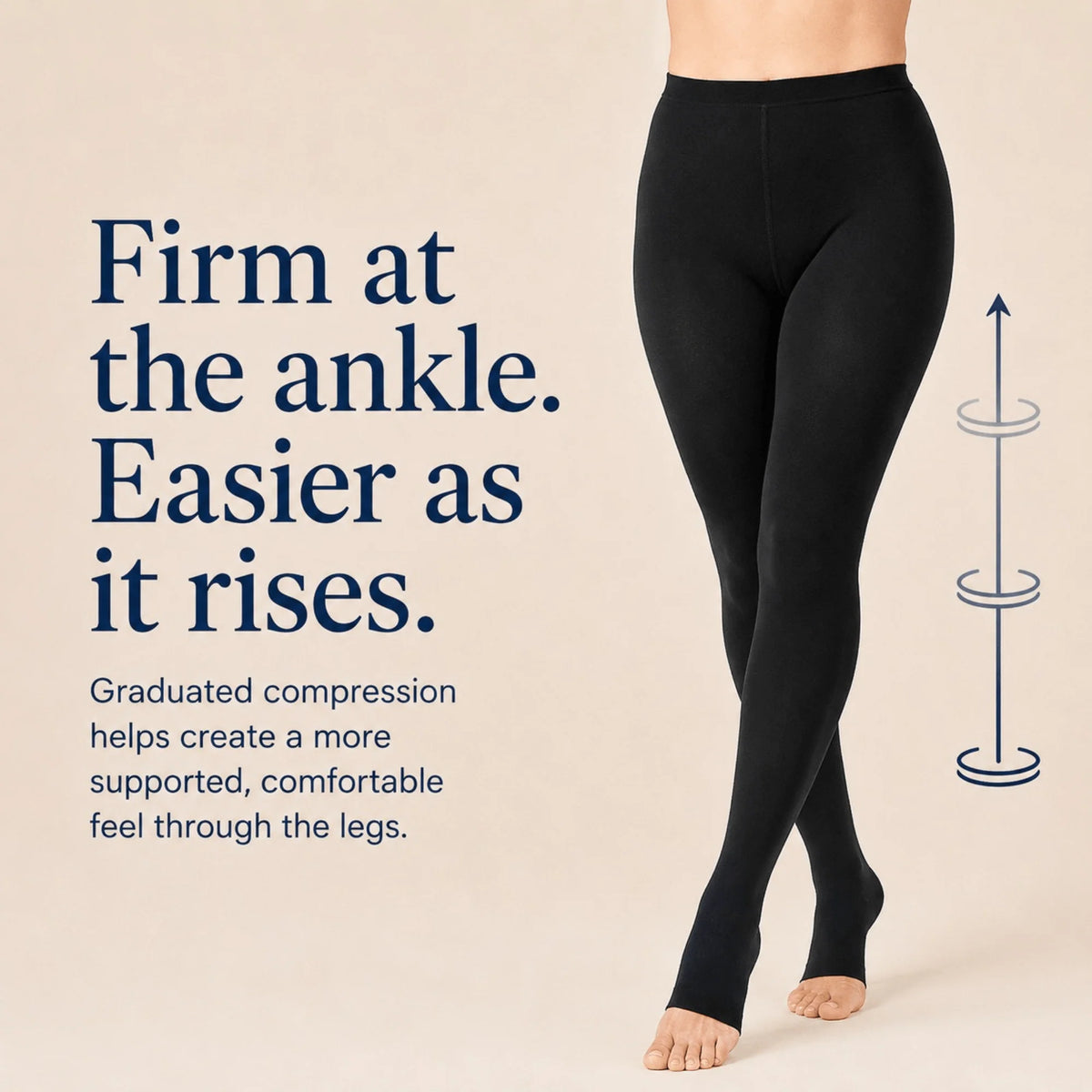 Compression Tights Waist-High Graduated Support Open-Toe