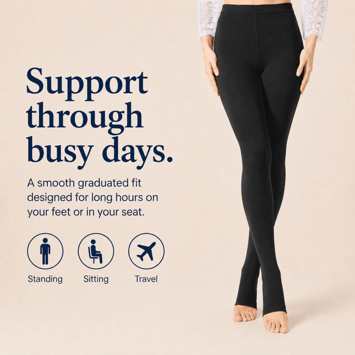 Compression Tights Waist-High Graduated Support Open-Toe