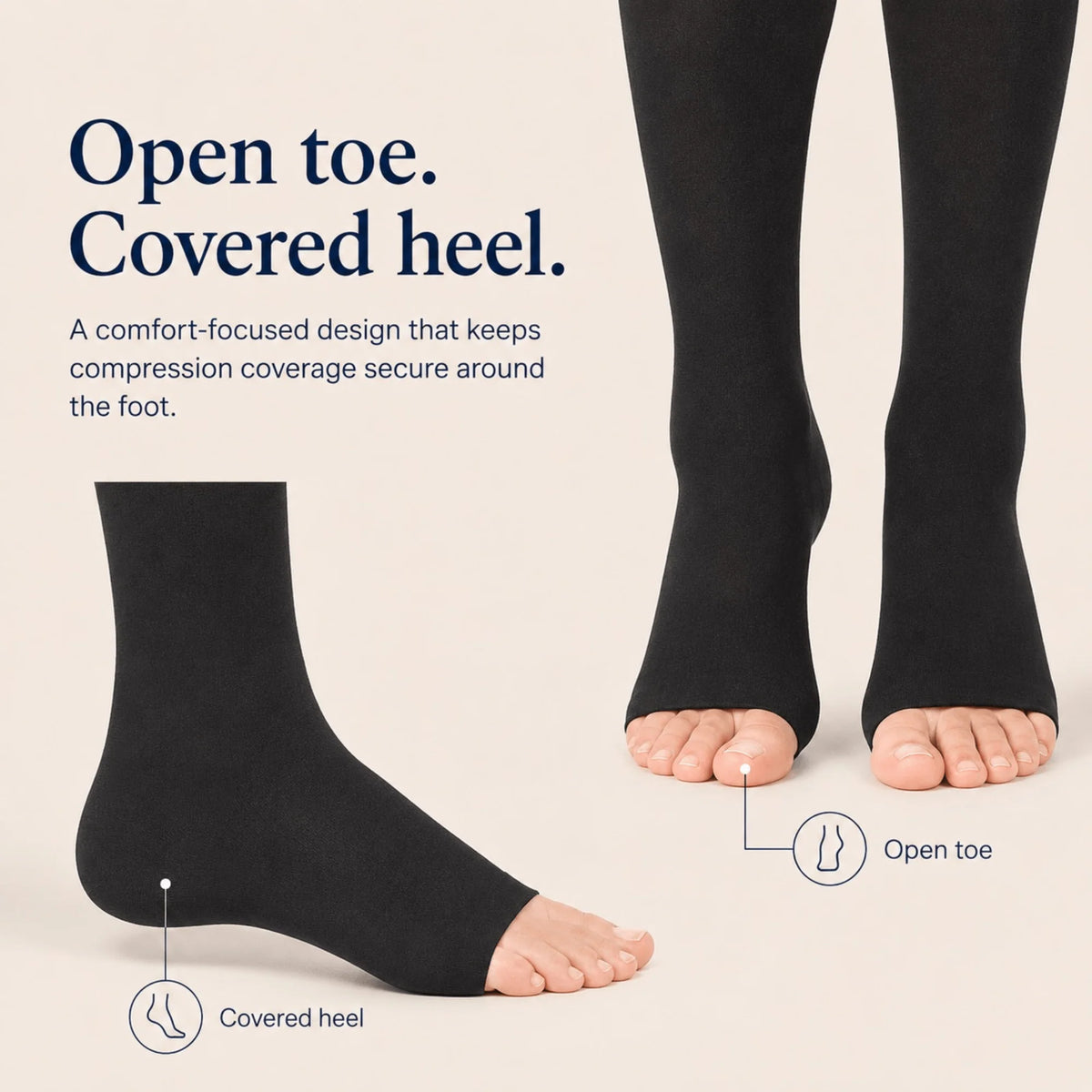 Compression Tights Waist-High Graduated Support Open-Toe