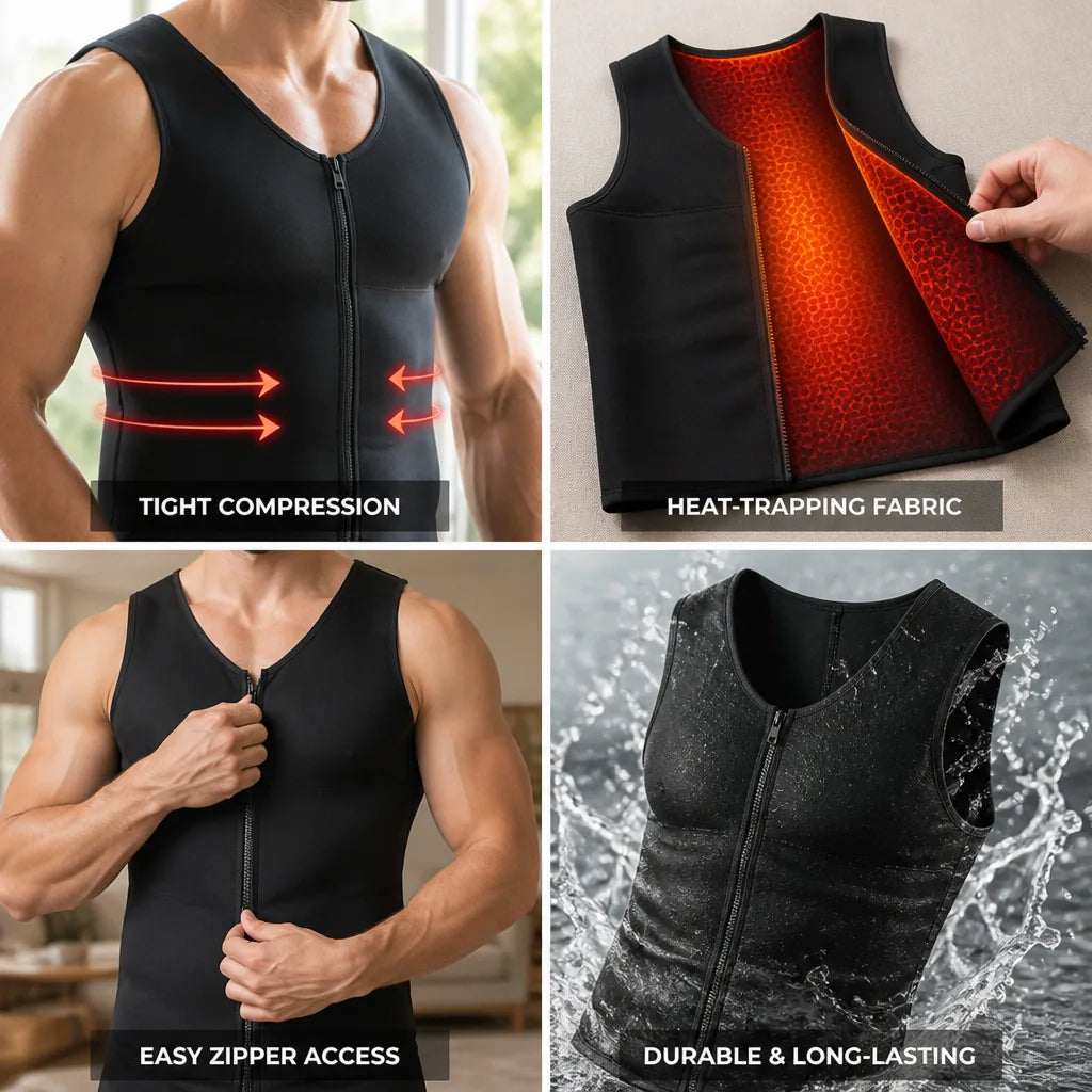 Compression Vest Zippered Infrared Therapy & Heat-Trapping Fabric