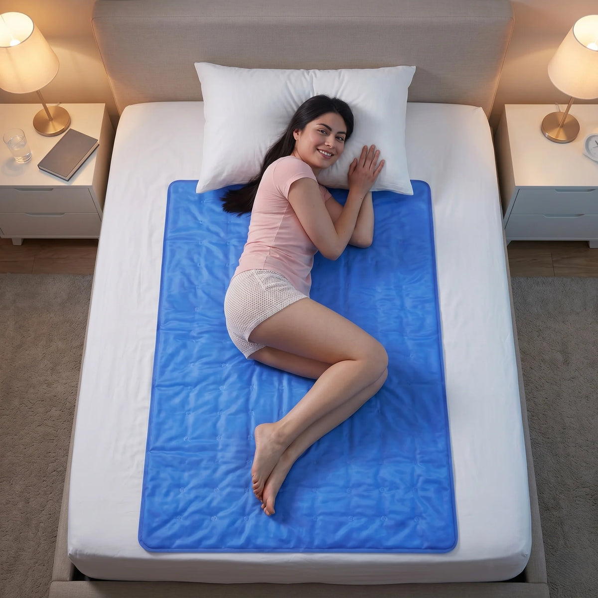Cooling Gel Sleep Pad Quilted Breathable Non-Slip Base