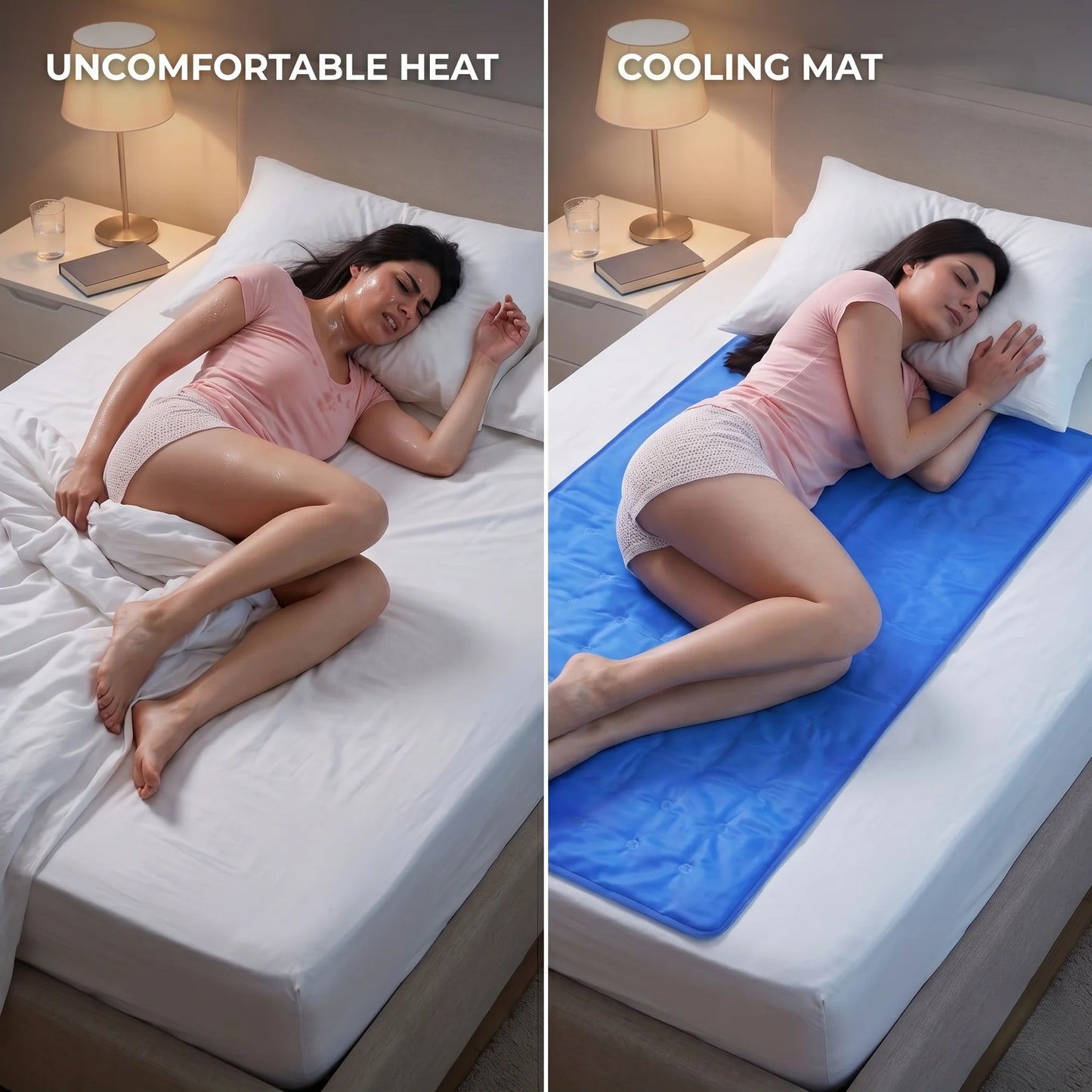Cooling Gel Sleep Pad Quilted Breathable Non-Slip Base