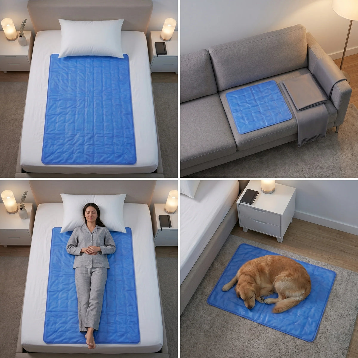 Cooling Gel Sleep Pad Quilted Breathable Non-Slip Base