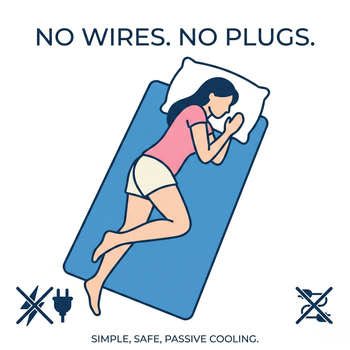 Cooling Gel Sleep Pad Quilted Breathable Non-Slip Base