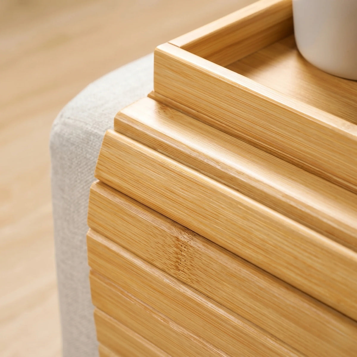 Couch Arm Tray Foldable Bamboo Cup Holder Phone Slot