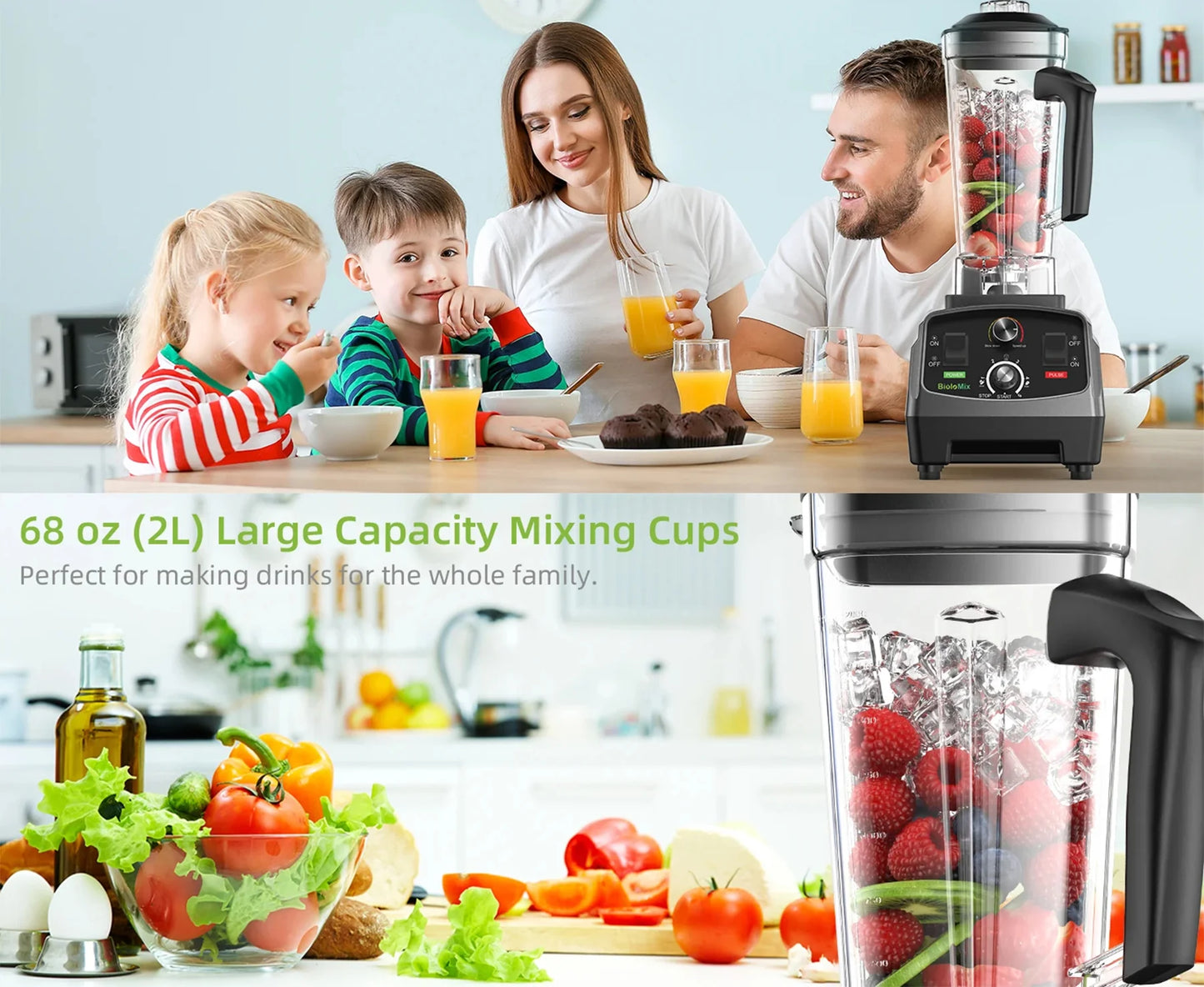 Countertop Blender 2,200W 6 Stainless Steel Blades
