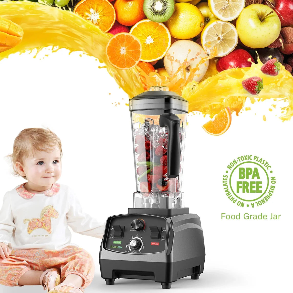 Countertop Blender 2,200W 6 Stainless Steel Blades