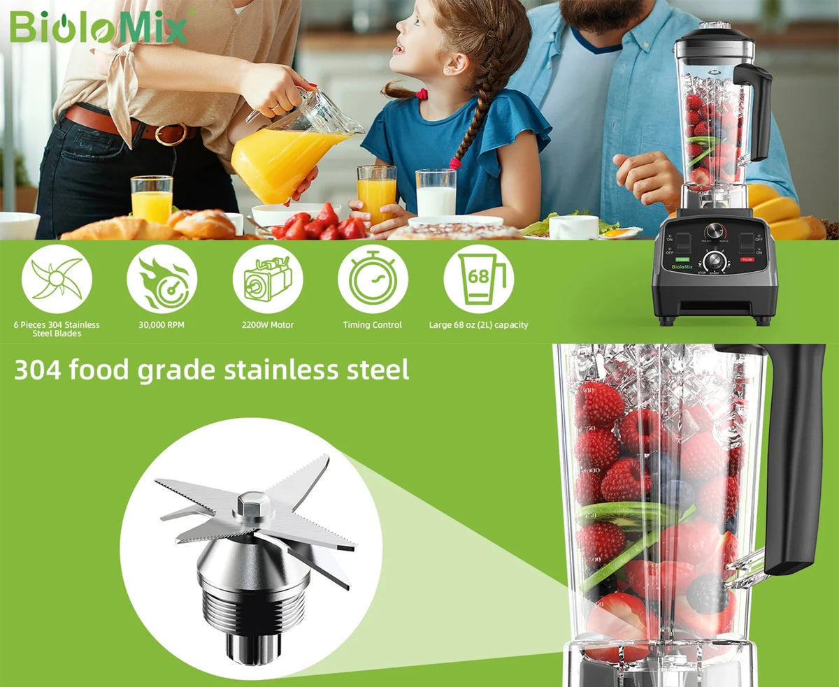 Countertop Blender 2,200W 6 Stainless Steel Blades