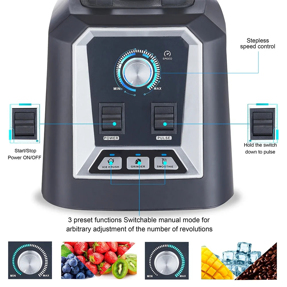 Countertop Blender 2200W Ice-Crushing 2L BPA-Free