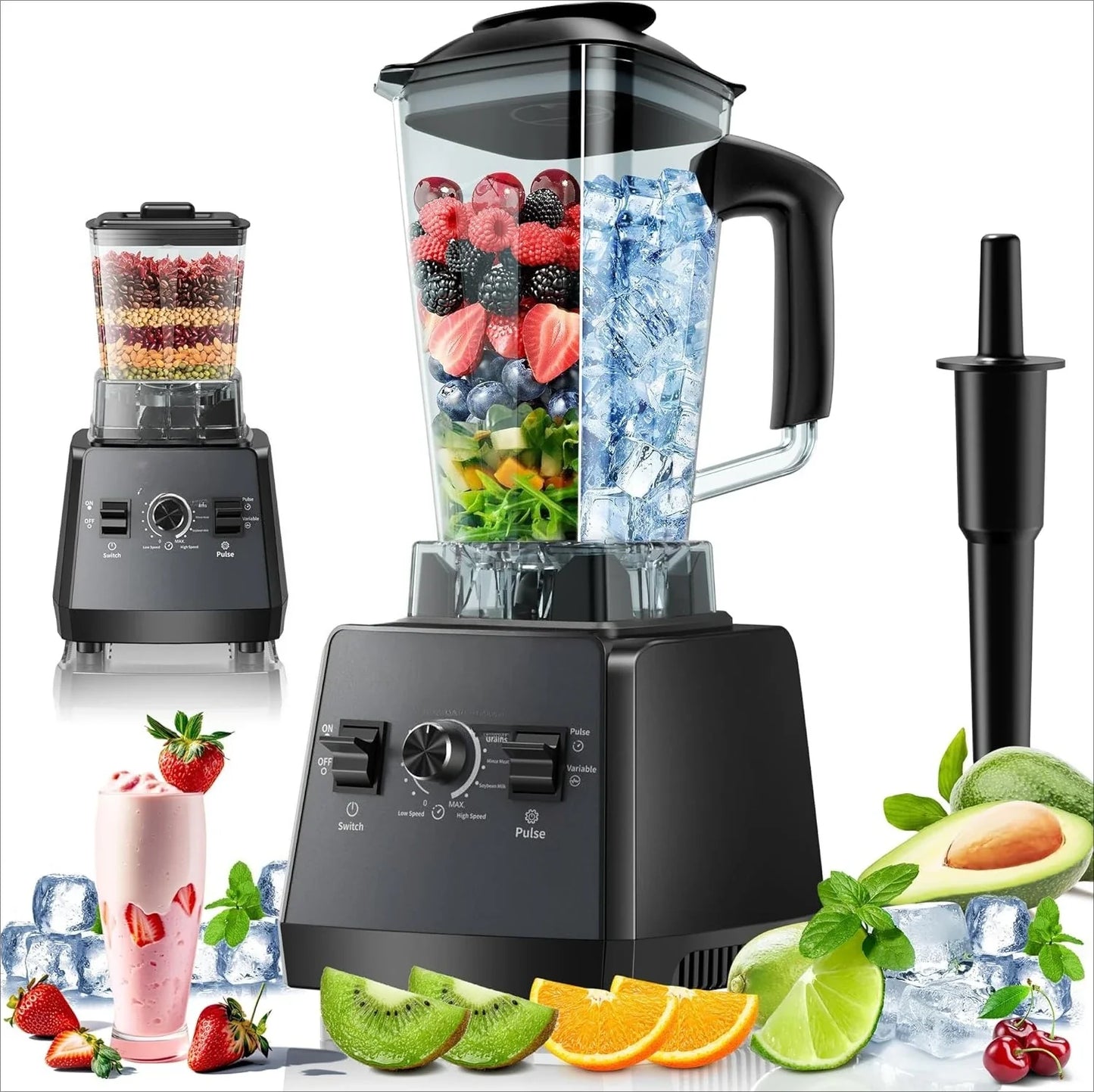 Countertop Blender 2400W 68 Oz Pitcher & Grinder Jar