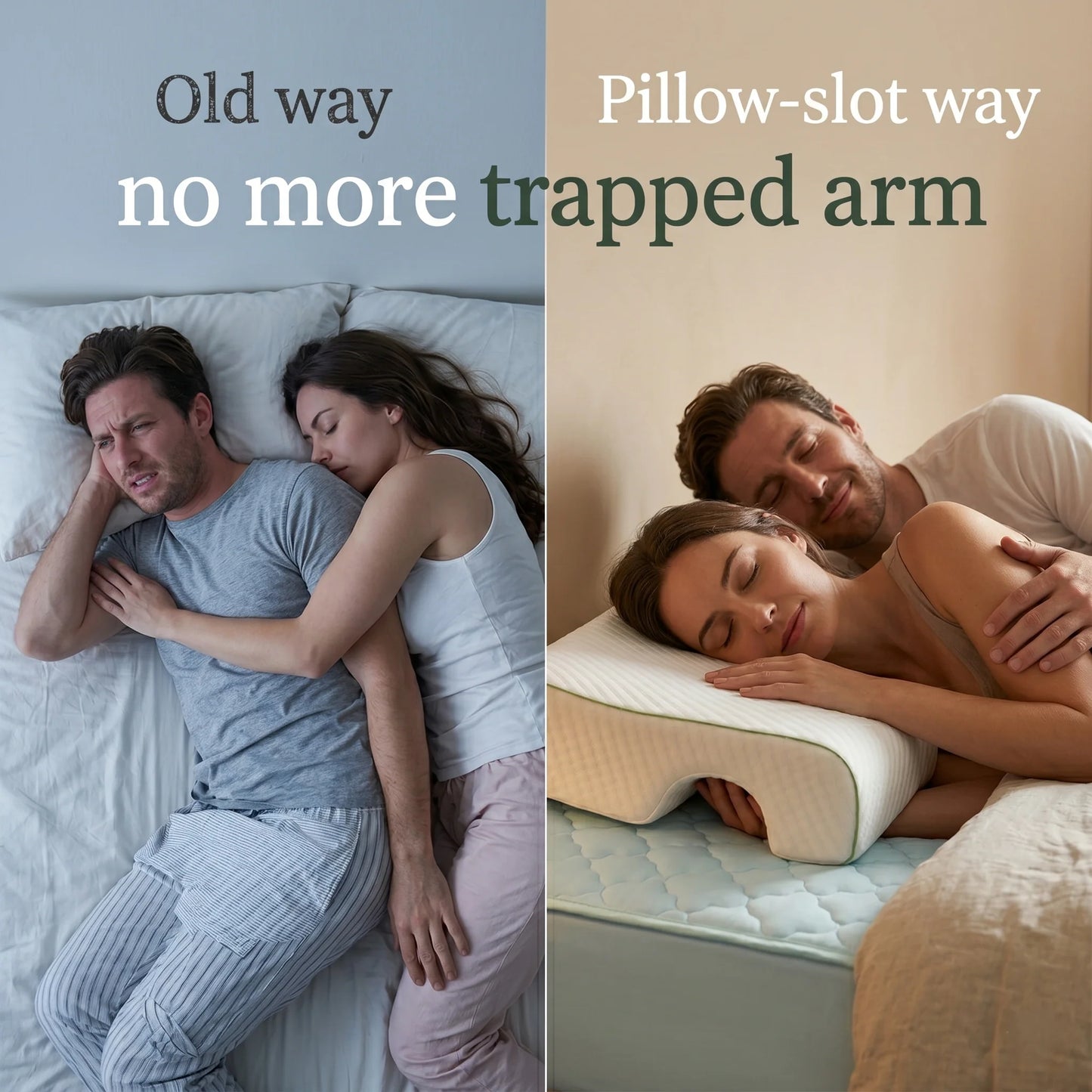 Couples Pillow Arm Cutout Left & Right Pressure Relief