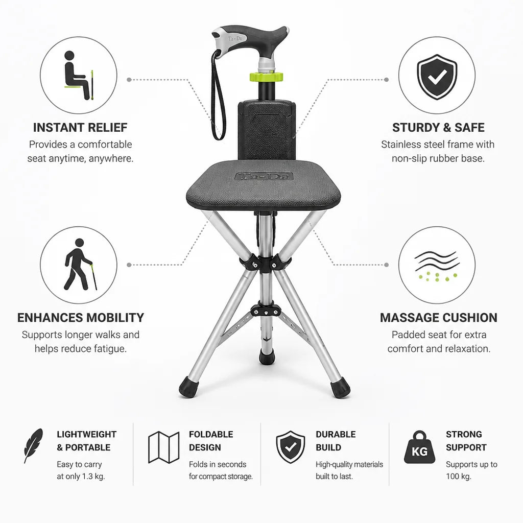 Crutch Seat Stainless Steel Frame & Massage Cushion