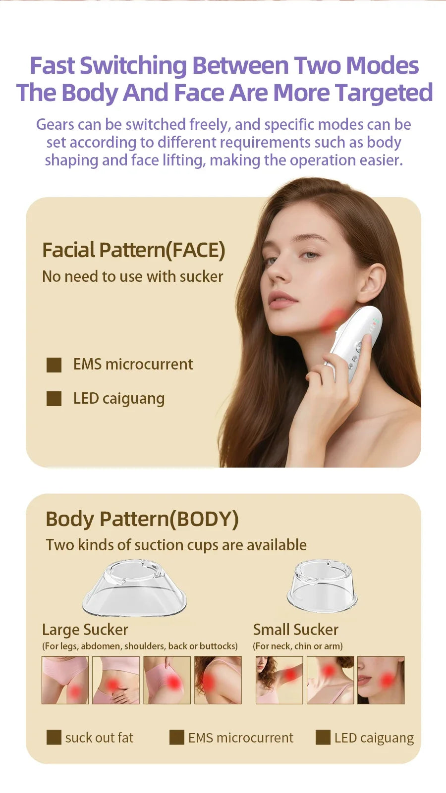 Cupping Device Microcurrent & LED Square & Round Cups