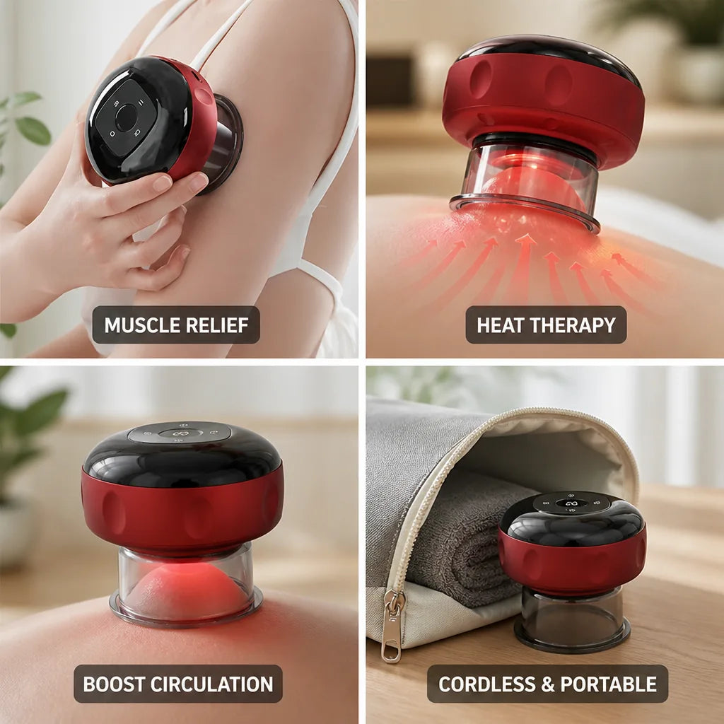 Cupping Massager Cordless Vacuum Suction & Heat Therapy
