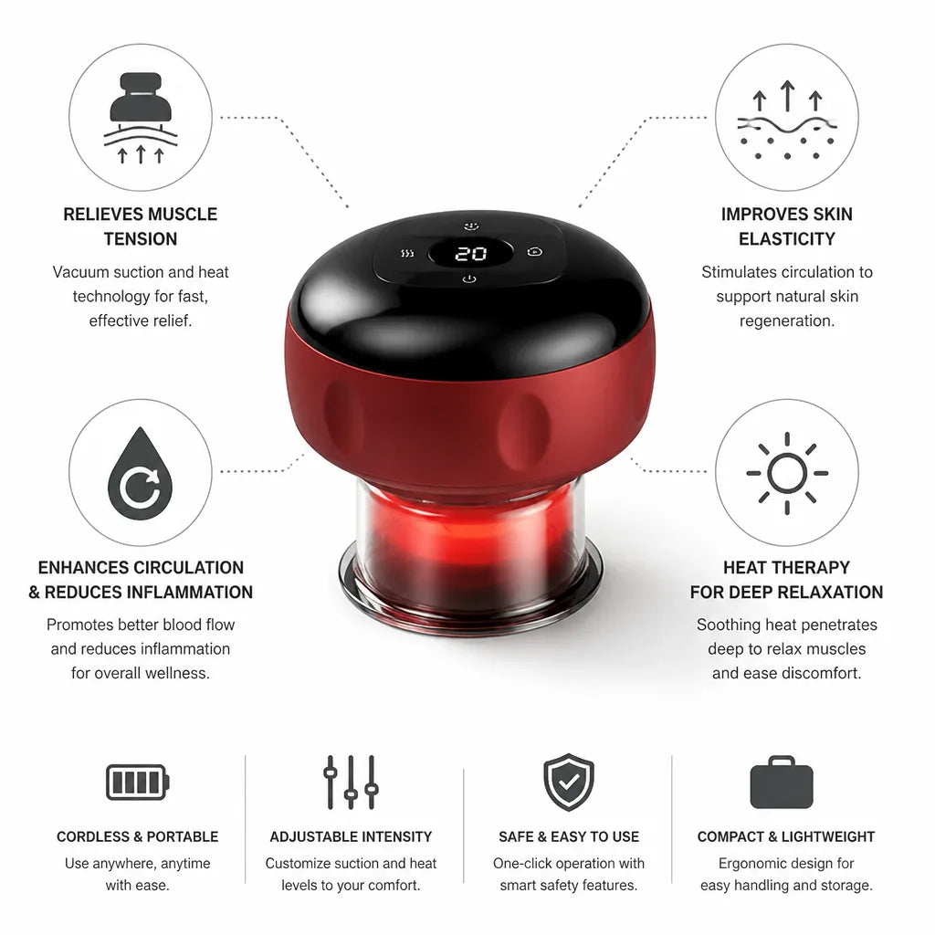 Cupping Massager Cordless Vacuum Suction & Heat Therapy