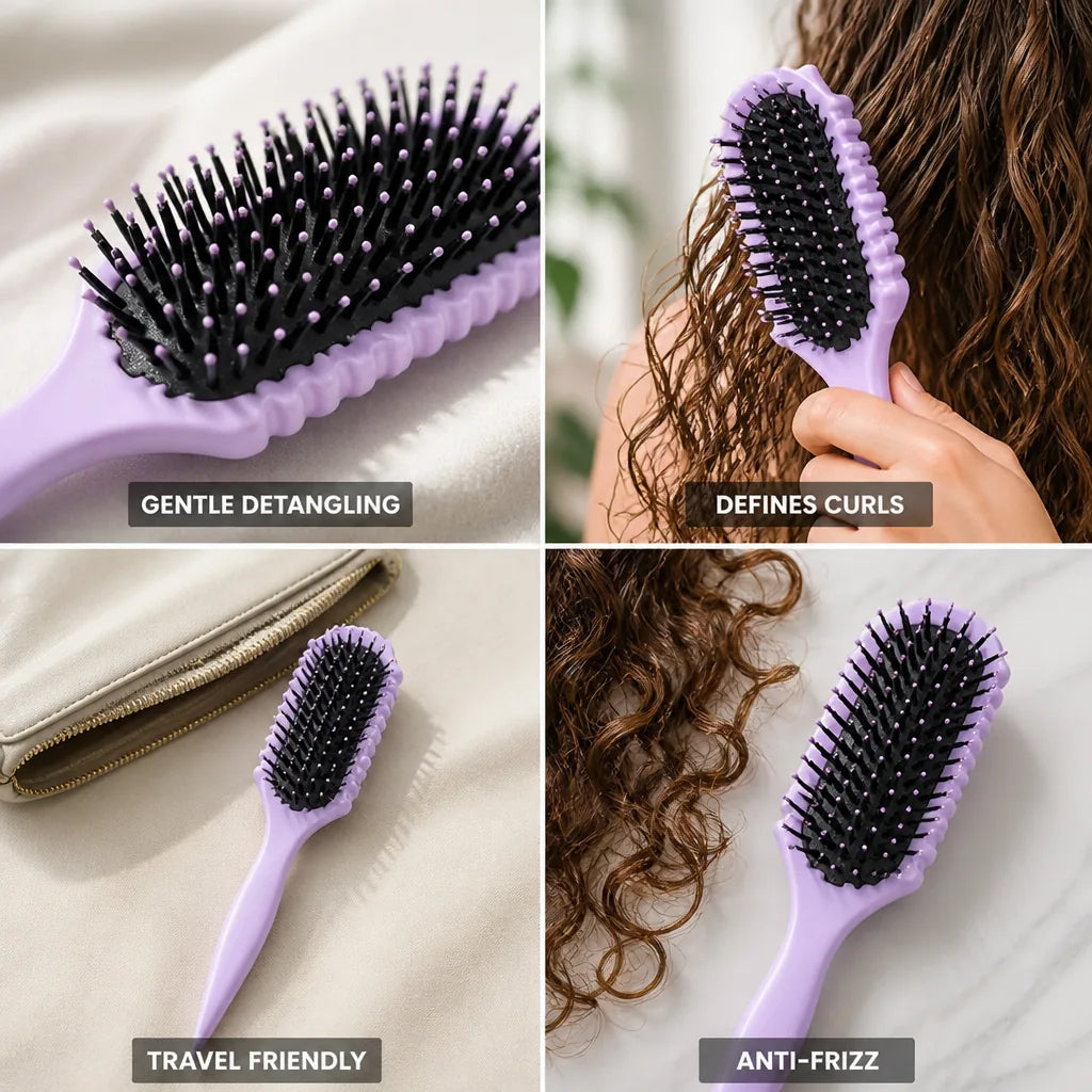 Curl Brush Gentle Detangling & Anti-Frizz Compact Travel-Friendly