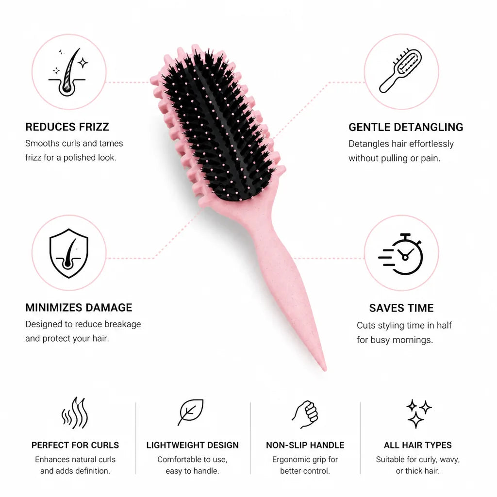Curl Styling Brush Anti-Pull Detangling & Frizz Control
