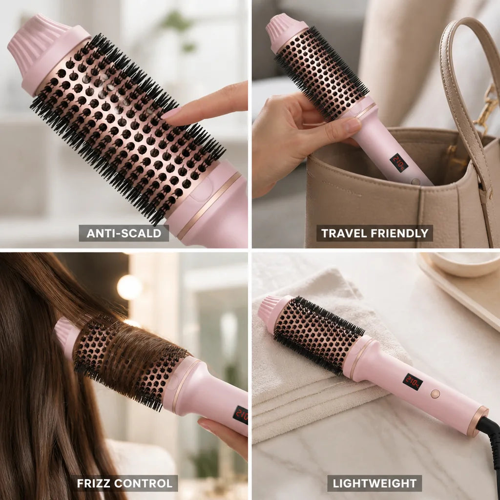 Curling Brush Anti-Scald Dual Voltage Lightweight
