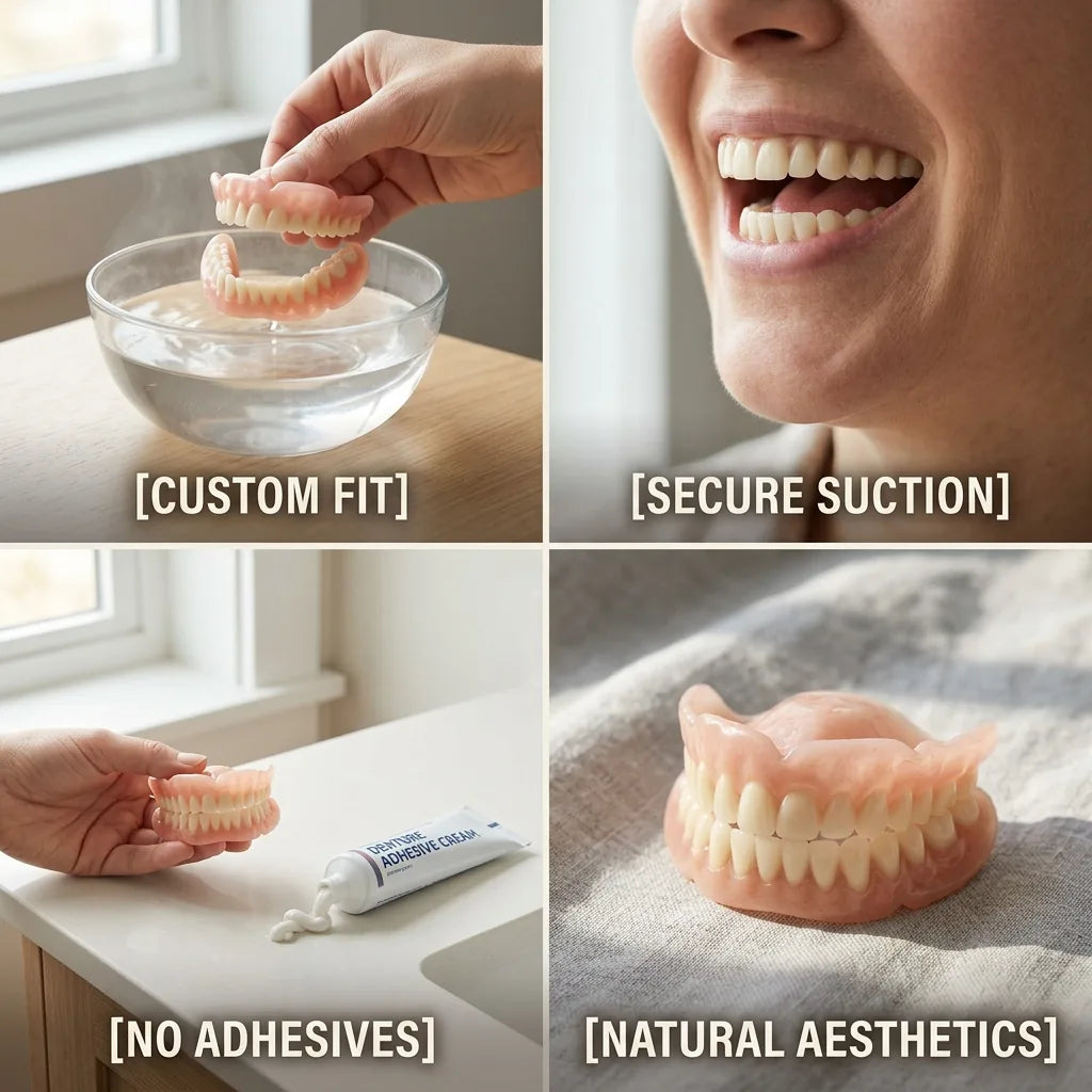Denture Set Heat-Activated Custom Fit Adhesive-Free