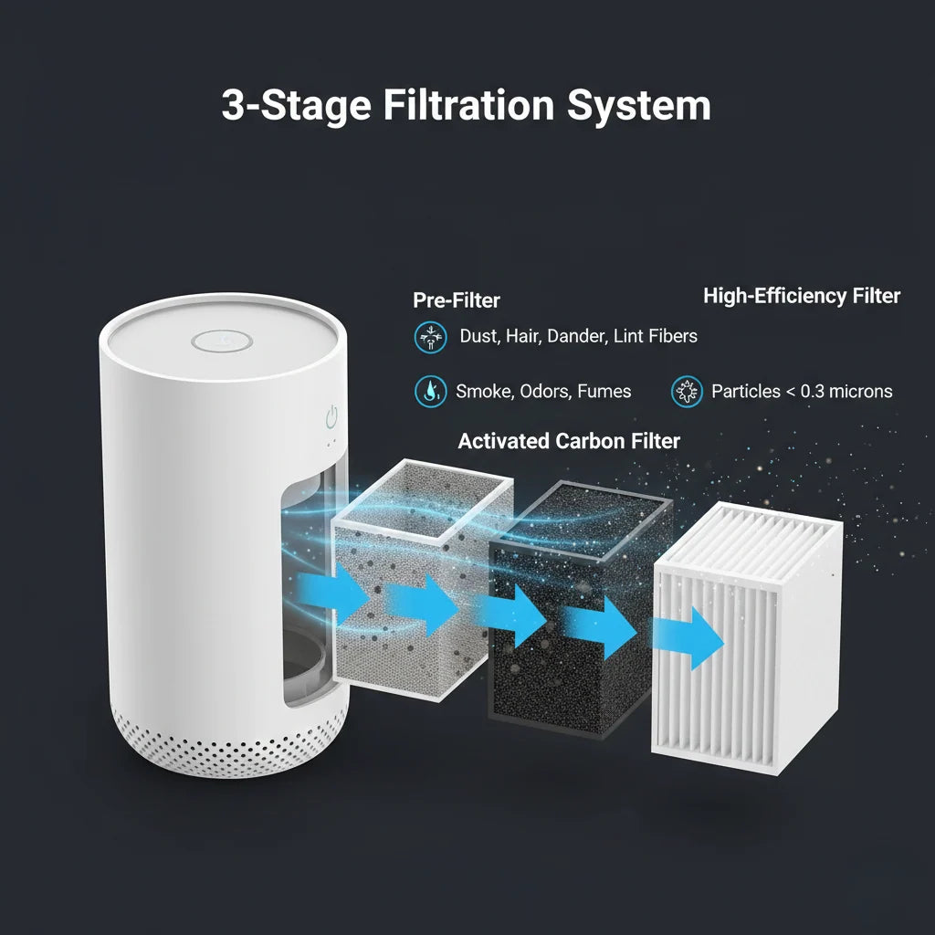 Desktop Air Purifier True HEPA & Activated Carbon USB Powered