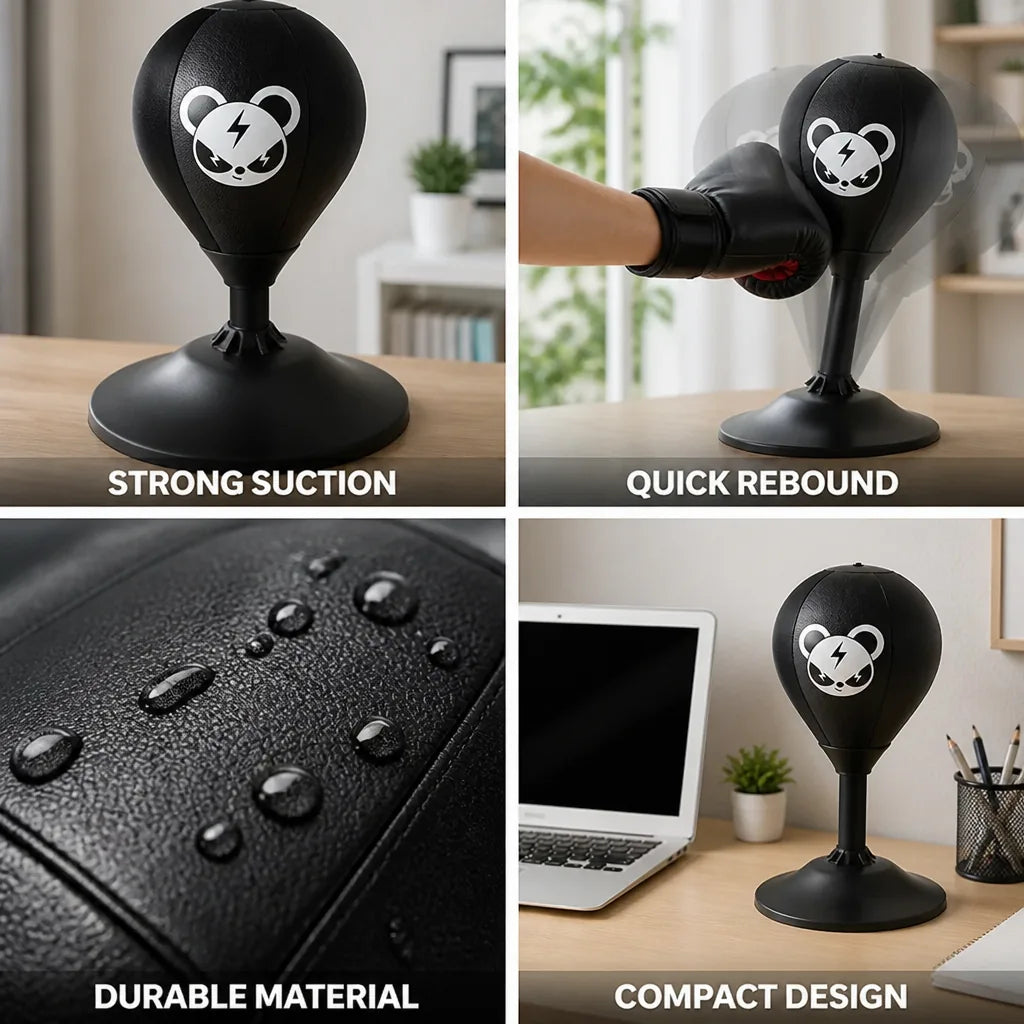Desktop Punching Bag Suction Base PU Leather