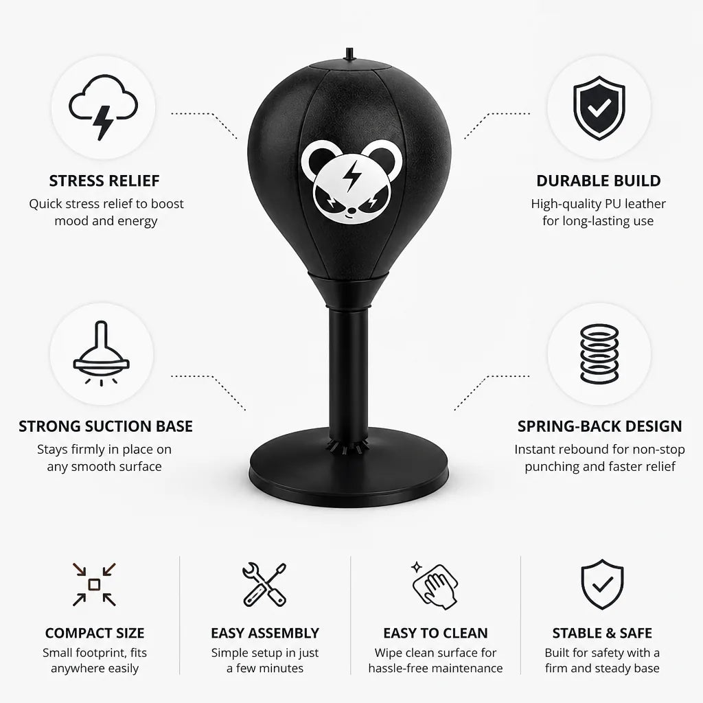 Desktop Punching Bag Suction Base PU Leather