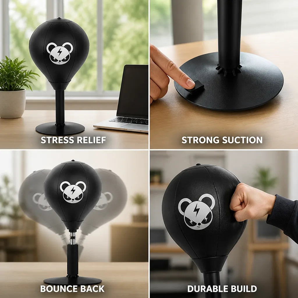 Desktop Punching Bag Suction Cup Base & Spring Return