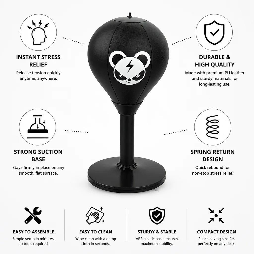 Desktop Punching Bag Suction Cup Base & Spring Return