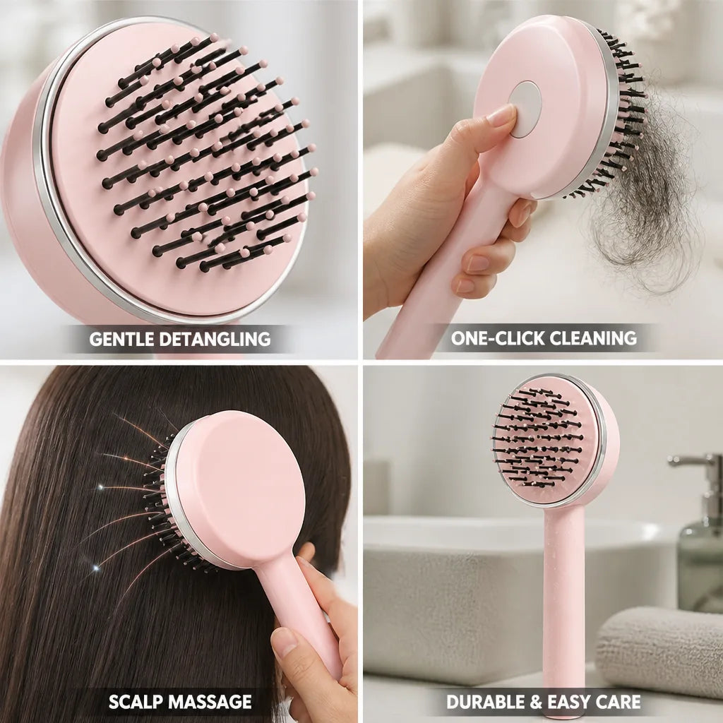 Detangling Brush 3D Air Cushion Push To Clean Button