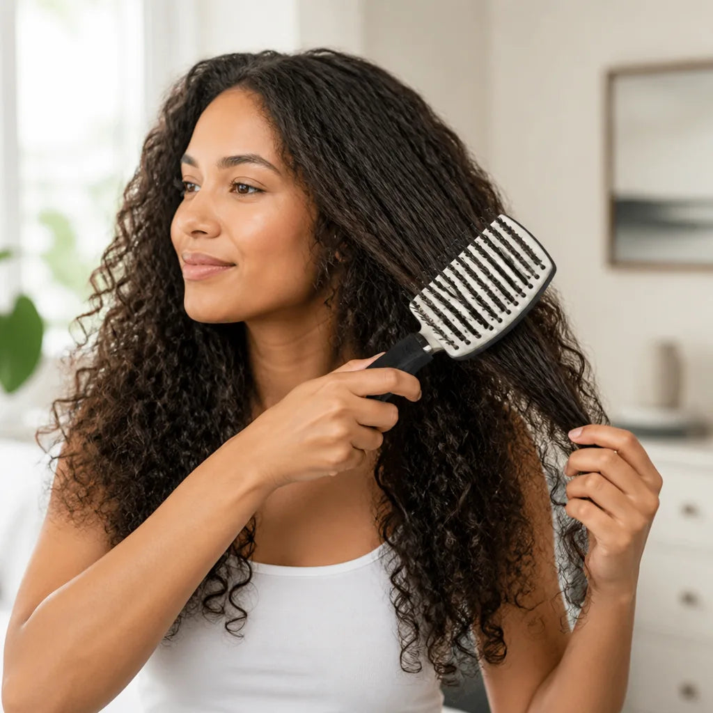 Detangling Brush Flexible Separated Nylon & Boar Bristles